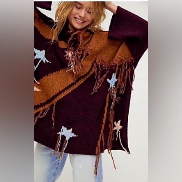 Free People Sweaters - WOMENS FREE PEOPLE FALLING STAR PONCHO - M/L - NWT ! ⭐️SOLD OUT !⭐️